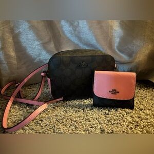 COACH Mini Camera Crossbody In Signature Canvas WITH Matching Wallet